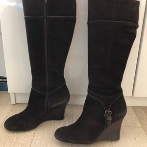 Ann Taylor LOFT Boots Brown Suede Wedge
